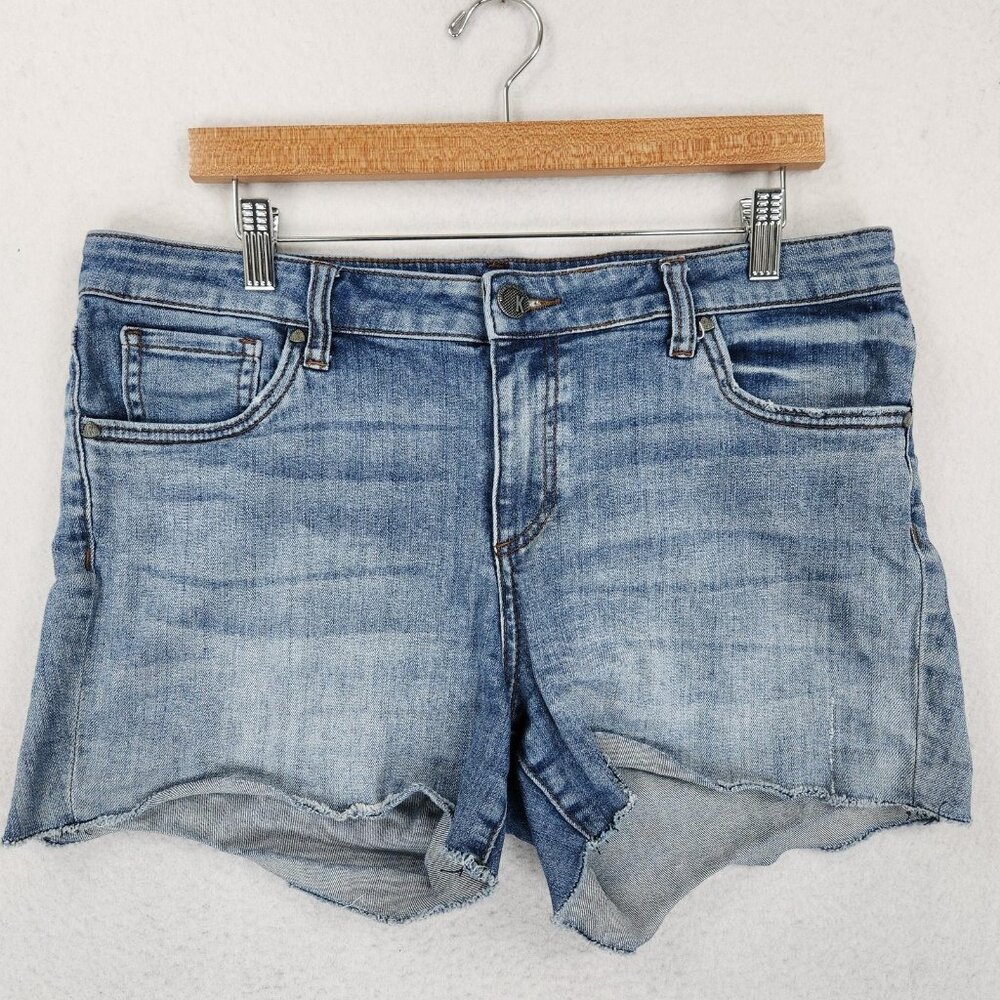 Kut From The Kloth Shorts Womens 12 Blue Denim Jean Cutoff Frayed Hem Casual